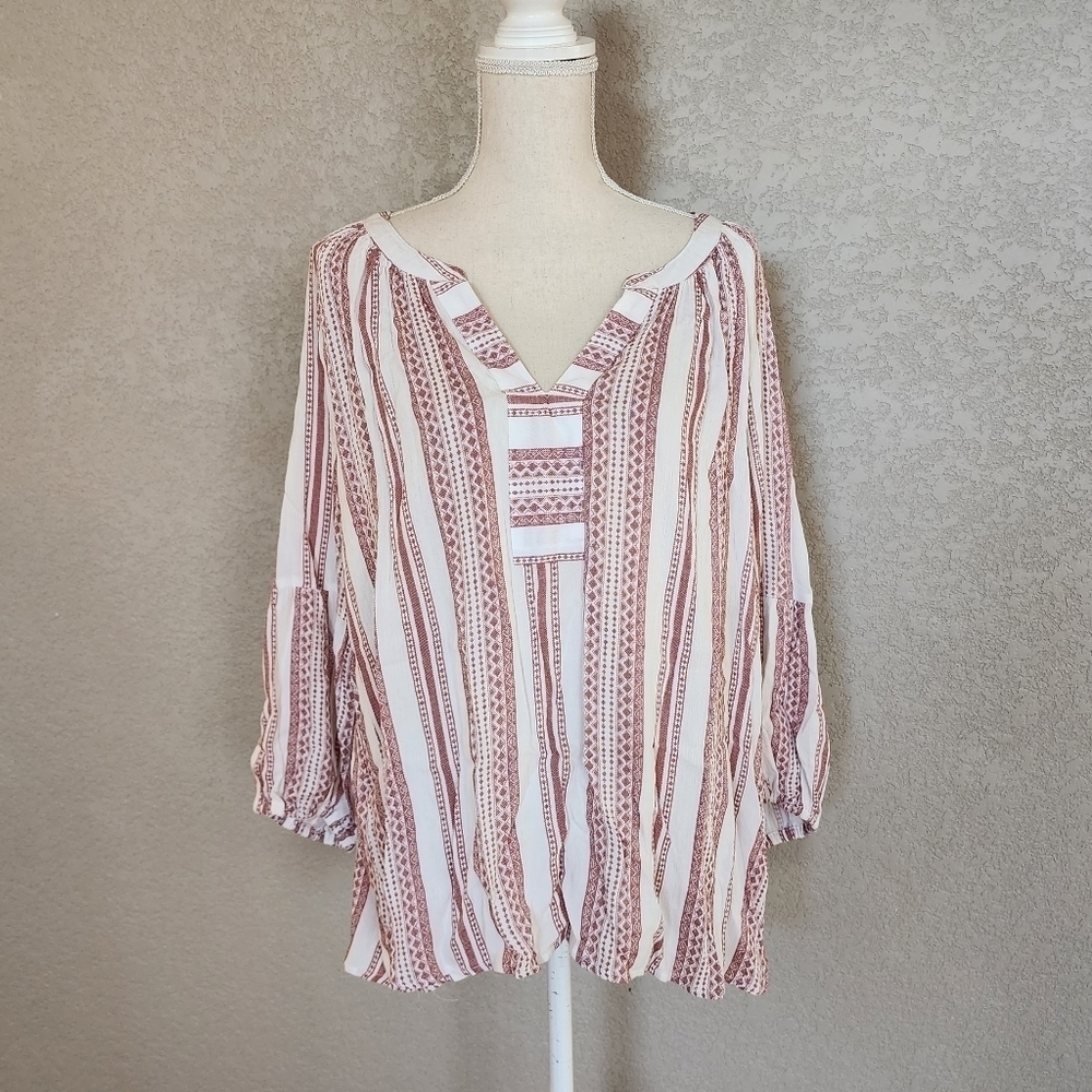 Brina & Em boho striped blouse size 1X